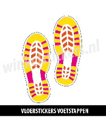 schoenstickers vloersticker geel roze